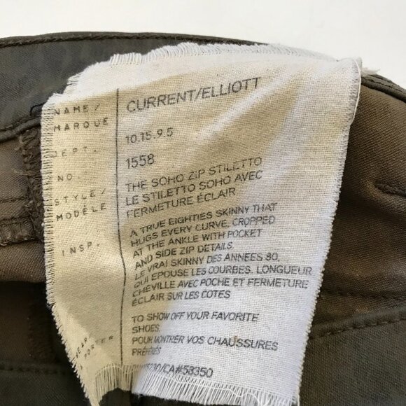 Current Elliott Soho Zip Stiletto Jeans Womens 27 Green Skinny Ankle Zip Stretch - Picture 8 of 13